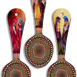 manchii MDF Spoon Shape Wall Hanging Set of 3 – Tribal Woman Mandala Art 11x39 Inch-picture-12