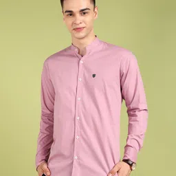 fubar Men Slim Fit Solid Mandarin Collar Casual Shirt image 5