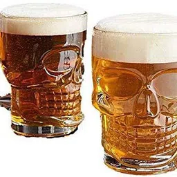 hawktown SKULL BEER GLASS MUG PACK OF 2 Glass Beer Mug image 1