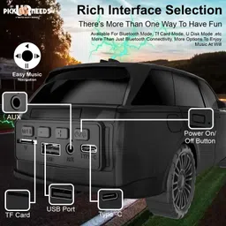 pick ur needs Royal Car Shape Bluetooth Speaker with LED Headlights and Deep Bass Sound 5 W image 4