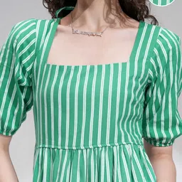 tokyo talkies Women Fit and Flare Green Midi/Calf Length Dress image 5