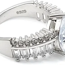 beena jewels Sterling Silver Heart Shape Centerstone AD Ring Sterling Silver Cubic Zirconia Sterling Silver Plated Ring image 2