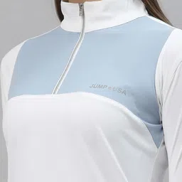 jump usa Women Solid High Neck Polyester White T-Shirt image 5