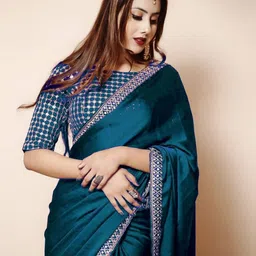 Solid/Plain Bollywood Silk Blend Saree-image-67