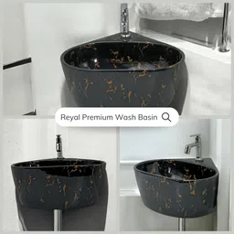 reyal Premium Corner basin For Small Bathroom,powder room(14x13x6 inch)|Tabletop Basin Corner Basin image 4