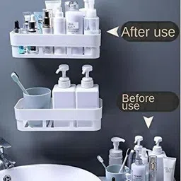 vrdh Self Adhesive Wall Hanging BATHROOM floating Shelf (pack of 2) 1.516 Plastic Wall Shelf image 2