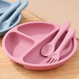 feedo Silicone Soup Bowl Silicone Baby Feeding Set Bowl Spoon Fork Suction Plate BPA Free Tableware Disposable image 4
