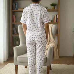 bellwell Women Night Suit Set Purple Printed image 2