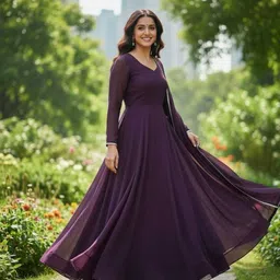 manyaafashions Solid Georgette Stitched Anarkali Gown image 4