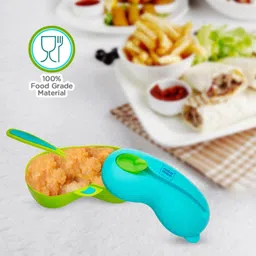 meemee Tight Feeding Bowl With Spoon (Blue)- Polypropylene Plastic image 5