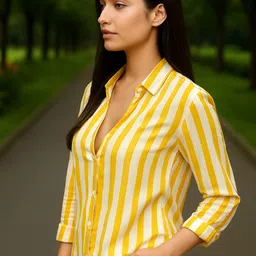 vairagee Women Regular Fit Striped Spread Collar Casual Shirt image 3