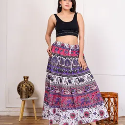 rakesh fashion Women Printed Flared Multicolor Skirt-picture-10