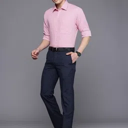 raymond Men Slim Fit Dark Blue Polyester Trousers image 4
