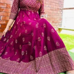 adhirajfashion Viscose Rayon Stitched Anarkali Gown image 2