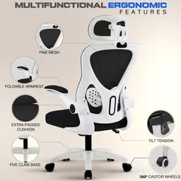 drogo Ergonomic Home Computer Office/Gaming Chair with 3D Headrest & Lumbar support Mesh Office Adjustable Arm Chair image 3