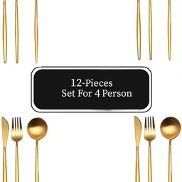 Golden 410 Stainless Steel Mirror Finish Flatware Cutlery Set For 4 Persons Stainless Steel Cutlery Set-image-3