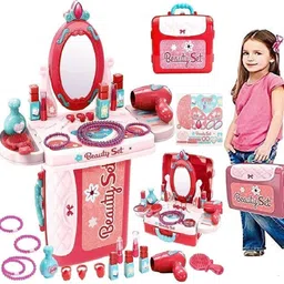 goyal's Beauty Set for Kids Girls 3 in 1 Make Up Briefcase Kit with Makeup Accessories image 4