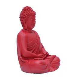 casacraft from pepperfry Ashnam Small Meditating Buddha - Red, 13.5cm image 3
