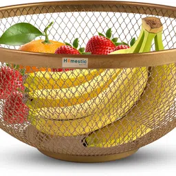 Multipurpose Mesh Fruit Basket For Dining Table | HW-14-GD | Gold Stainless Steel Fruit & Vegetable Basket-image-28