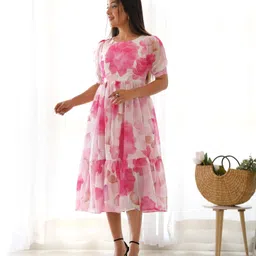 kedar fab Printed Georgette Stitched Flared/A-line Gown image 2