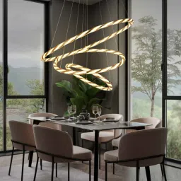 smartway lighting LumiHoop LED Smart Voice Assist Chandelier Metal in White image 1