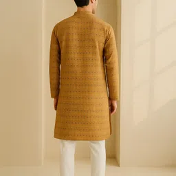 jugg jugg jeeyo Men Printed Silk Blend Straight Kurta image 3