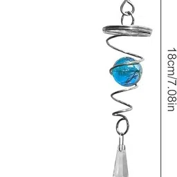 fing Sprial Tail with Glass balls prism and hanging swivel hook Crystal Wind chime Aluminium Wind Spinner image 2