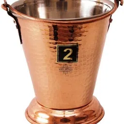 indianartvilla Copper, Steel Serving Bowl Steel Copper Hammered Bucket image 1