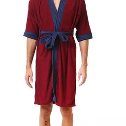 MAROON NAVY Free Size Bath Robe-image-8