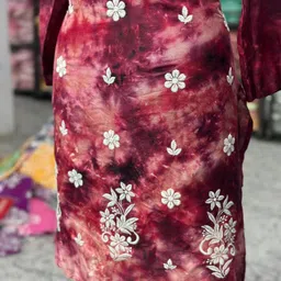 chikankariarts Women Embroidered Cotton Rayon Straight Kurta image 5