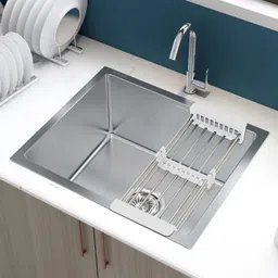 plantex 304 Stainless Steel Grande Undermount Sink for Kitchen/Handmade Kitchen Sink Single Bowl Sinks with Coupling and Hose Pipe (21x18 Inches) Vessel Sink-picture-23