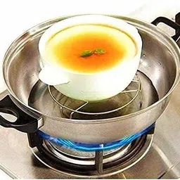 puthak Kitchen Cooking Pot Steaming |Heat Resistant Hot Pot Tray Stand Stainless Steel Round Cooker Steamer (Pack of 2, Steamer Rack Stand) Stainless Steel Trivet image 3