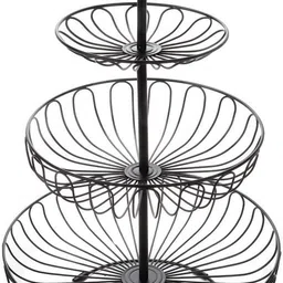 prime krafts 3 Tier Metal Wire Fruit and Vegetable Holder, Storage Stand with Handle Iron Fruit & Vegetable Basket image 5