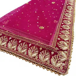 navti creations Net Embroidered Pink Women Dupatta image 2