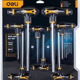 deli DL233108 T-Type Flat End Hex Key Set Cr-V Construction with Plated Normal Length Allen Key Set-picture-28