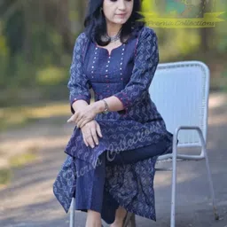 vindyavasini Women Pure Cotton Kurta Pant Set-picture-24