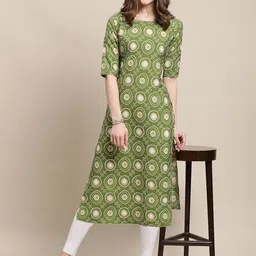 7Threads Women Pack of 6 Digital Printed Crepe Straight Kurtas image 2