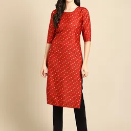 7Threads Pack of 6 Women Multicoloured & Navy Blue Ethnic Motifs Printed Crepe Kurta image 3