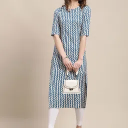 7Threads Women Pack of 6 Digital Printed Crepe Straight Kurtas image 5