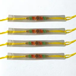 sarasvini Kids Designer Rakhi – Handmade Mauli Thread with Beads | Pack of 4 | 2025 Gift Mauli Thread, Plastic (PVC) Rakhi Set-picture-21