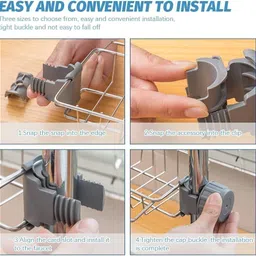 romj Dish Drainer Kitchen Rack Soap DIsh Stainless Steel Sink Caddy Organizer,Tap Organiser Clip Storage Steel image 1