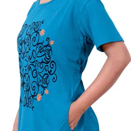 dg star Women Printed Round Neck Cotton Blend Multicolor T-Shirt image 4