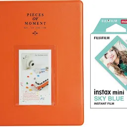 FUJIFILM Mini 10X1 sky blue Instant Film With 128-sheet Orange Album for mini Film Roll image 3