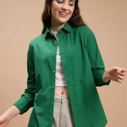 tokyo talkies Women Regular Fit Solid Spread Collar Casual Shirt-picture-33