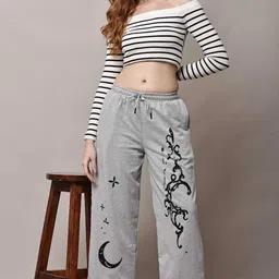 sabiafashion Women Loose Fit, Regular Fit Grey Cotton Blend Trousers-picture-18