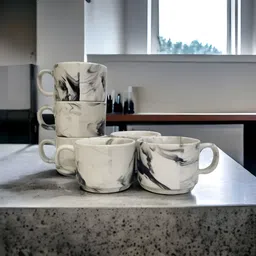 freesale Pack of 6 Ceramic Italian Tea/Coffee Cup Set - 170 ML Each image 2