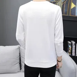 shopaholic Men Printed, Typography Round Neck Polyester White T-Shirt image 2
