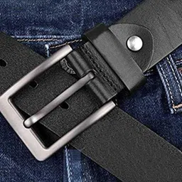 kaezri Men Evening, Party, Formal, Casual Black Genuine Leather Belt image 4