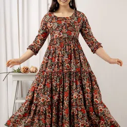 henal Women Printed Cotton Blend Flared Kurta-picture-18