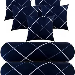 urmila creation 5 Cushion 2 Bolster Microfibre Stripes Bolster Pack of 7-picture-36